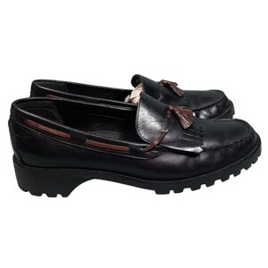 Connie VTG Wydown Leather Tassel Kiltie Chunky Sole Loafer SZ 9.5M